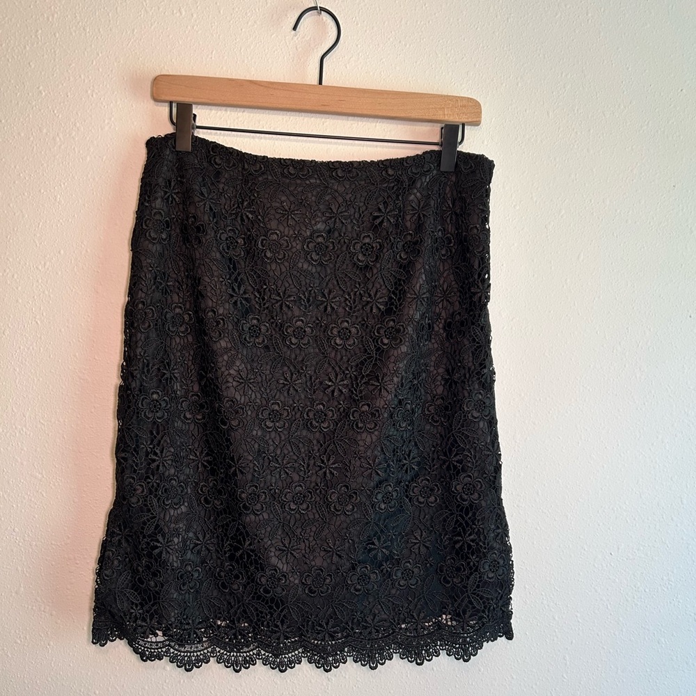 Black Lace Skirt Size 6 Knee Length Floral Whimsigoth Dark Romantic Victorian